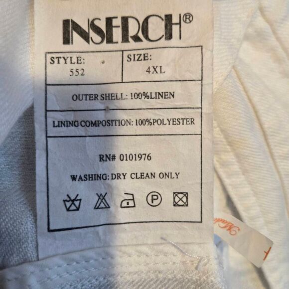 Inserch Men’s Linen Utility Shirt Jacket Size 4XL White Short Sleeve Button Fron - Picture 6 of 6